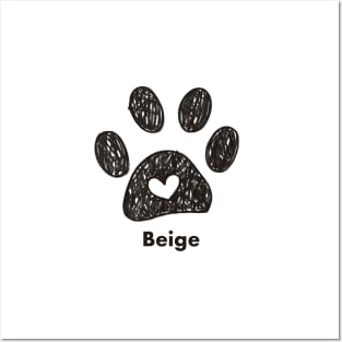 Beige name made of hand drawn paw prints Posters and Art